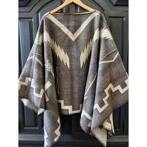 Vintage Ralph Lauren Country Blanket Poncho Navajo Wool Woven Southwestern OS
